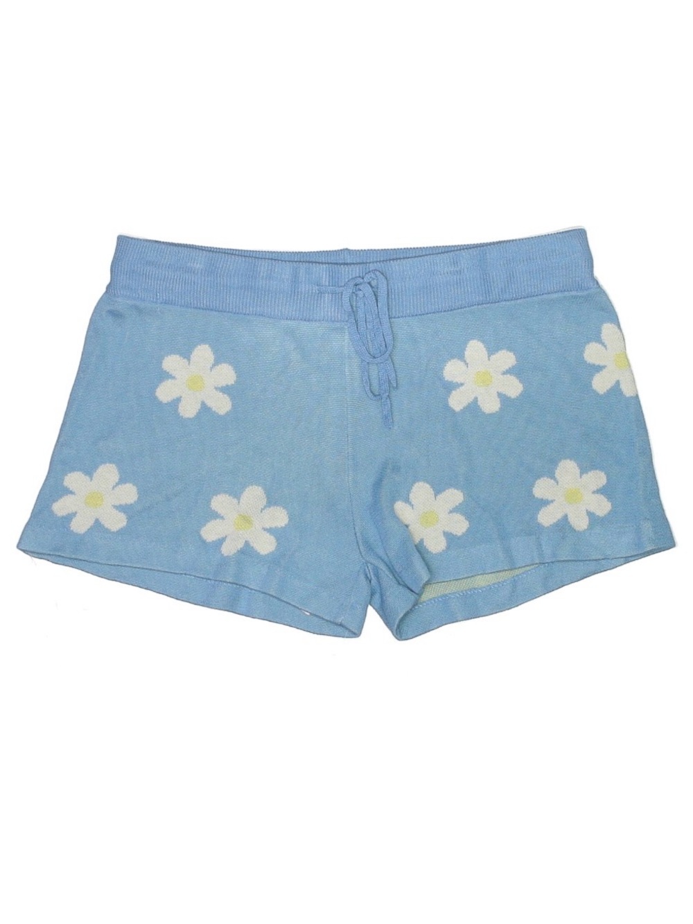 Beach Riot Light Blue Daisy Knit Bike Shorts